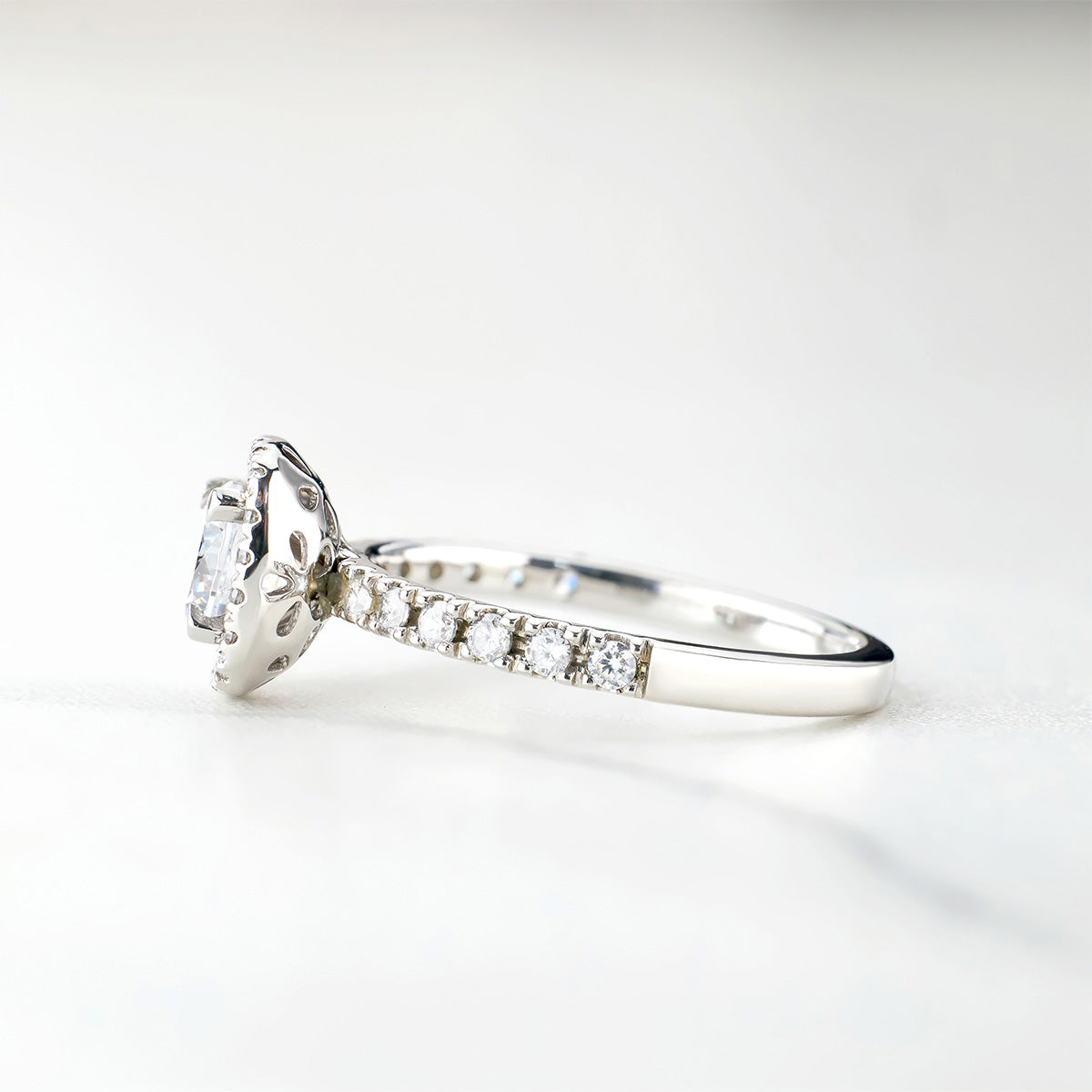 Classic Halo Moissanite Diamond Engagement Ring Promise Wedding Anniversary Rose Gold White Gold Sterling Silver