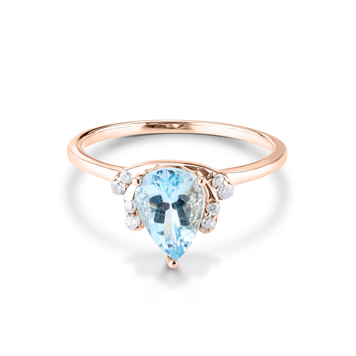 Pear Cut Natural Sky Blue Topaz Ring Art Deco Engagement Ring