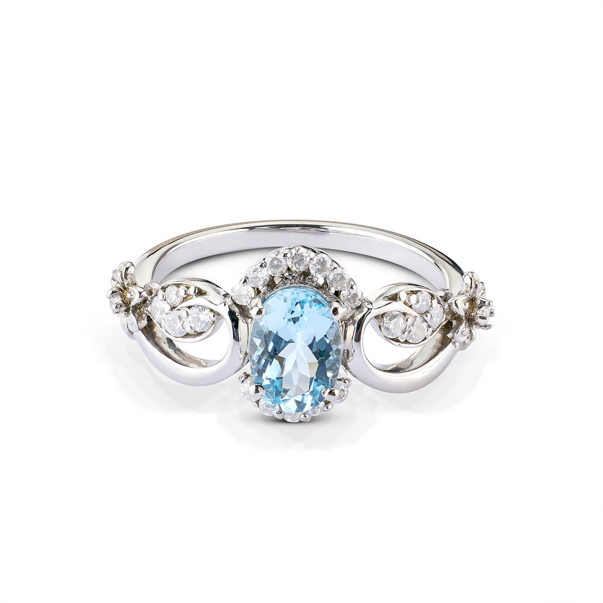 Oval Topaz Engagement Ring Natural Sky Blue Topaz Art Deco