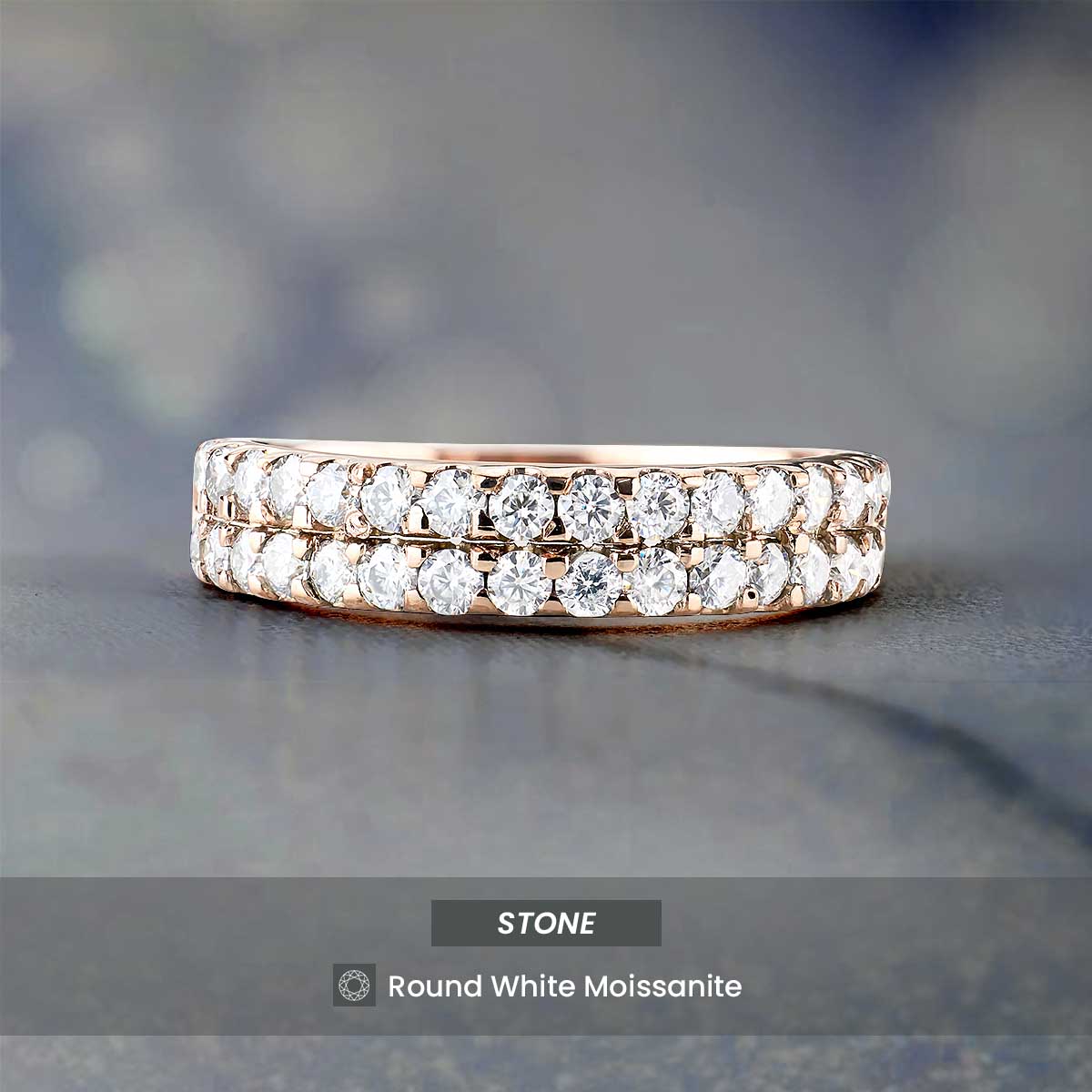 Moissanite Diamond Wedding Band Ring Anniversary Promise Eternity Rose Gold White Gold Sterling Silver
