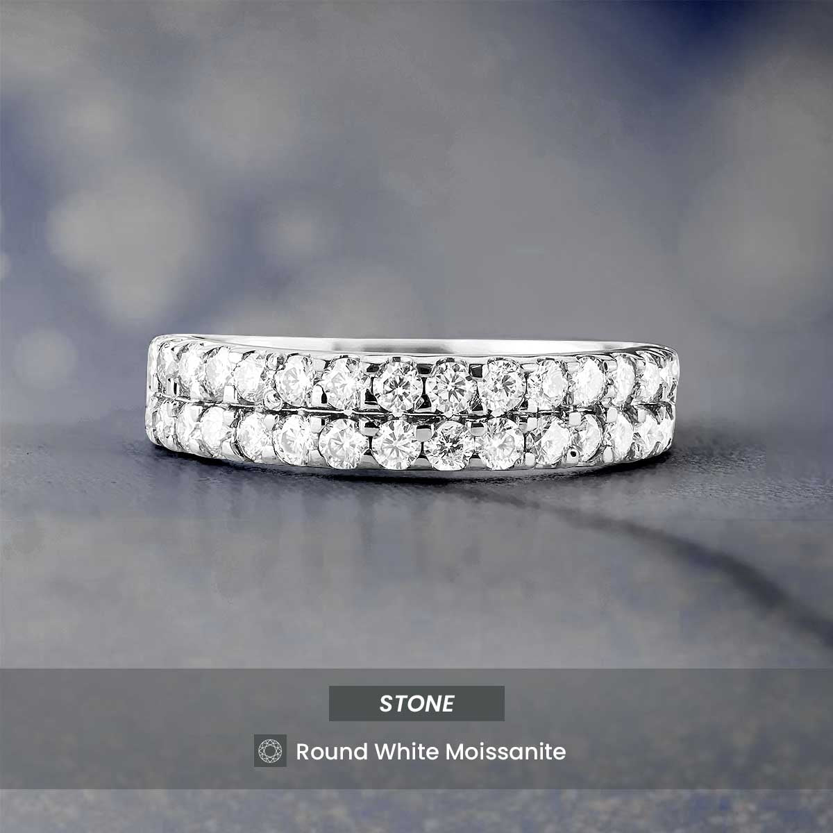 Moissanite Diamond Wedding Band Ring Anniversary Promise Eternity Rose Gold White Gold Sterling Silver