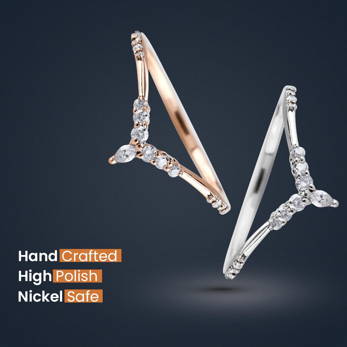 Wedding Band Ring Enhancer AAA CZ Engagement Stackable Rings 14k Rose Gold