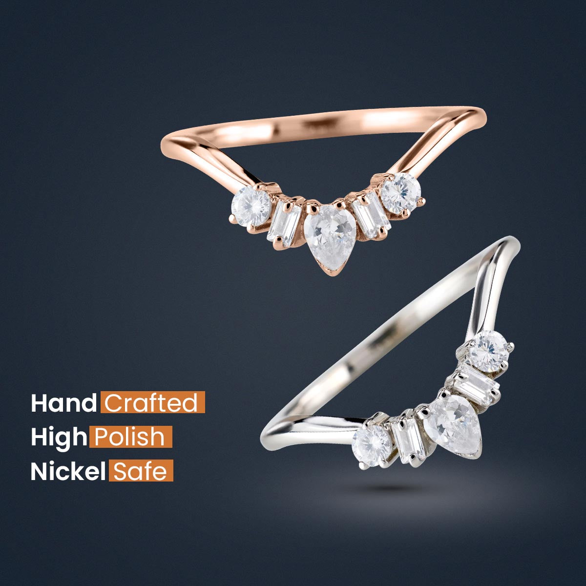 Diamond Wedding Ring Enhancer Engagement Ring Curved Stacking Rose Gold