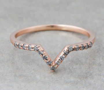 Salt and Pepper Natural Diamond Bridal Band 14k Rose Gold