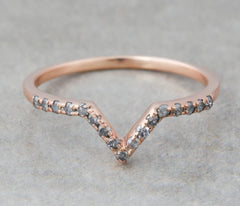 Salt and Pepper Natural Diamond Bridal Band 14k Rose Gold