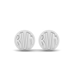 Silver Monogram Cufflinks Custom Letter Initial Personalized Cufflinks
