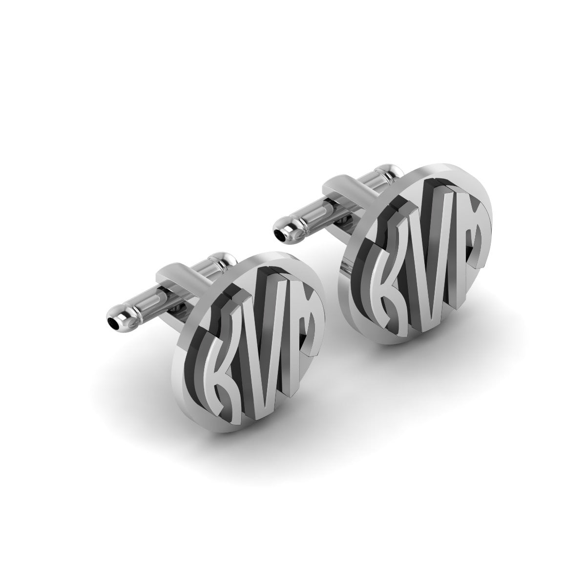 SILVER MONOGRAM CUFFLINKS