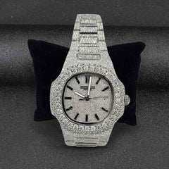 Iced Out Patek Philippe Nautilus Watch Rounded Octagonal 40mm