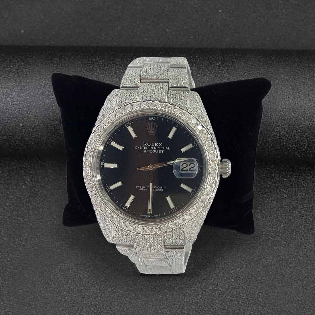 Iced Out Rolex Watch for Men Rolex Oyster Perpetual Automatic Swiss ETA Analogue with Date Indicator