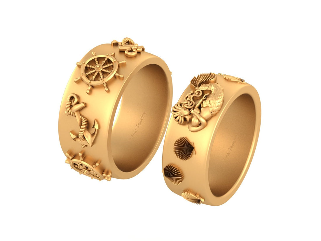 NAUTICAL WEDDING BANDS FOR COUPLE
